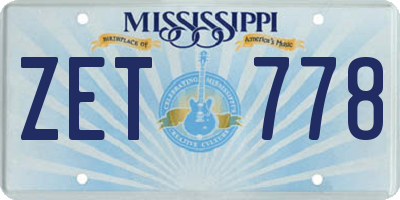 MS license plate ZET778