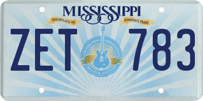 MS license plate ZET783