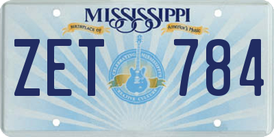 MS license plate ZET784