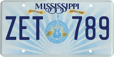MS license plate ZET789