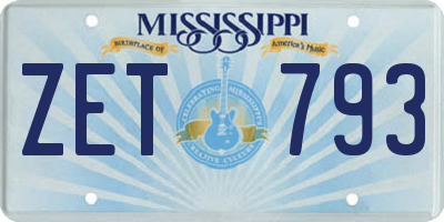 MS license plate ZET793