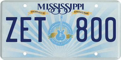 MS license plate ZET800