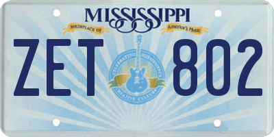 MS license plate ZET802