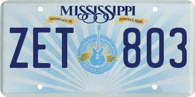 MS license plate ZET803