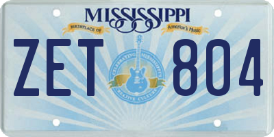 MS license plate ZET804