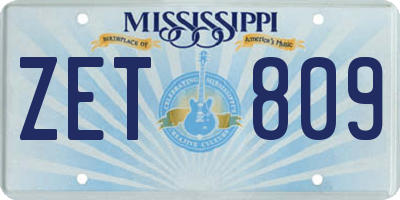 MS license plate ZET809