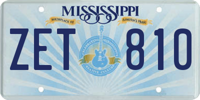 MS license plate ZET810