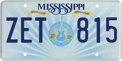 MS license plate ZET815