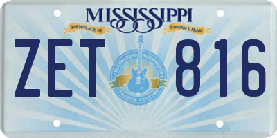 MS license plate ZET816