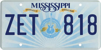 MS license plate ZET818