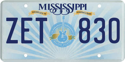 MS license plate ZET830