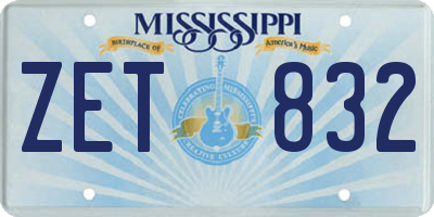 MS license plate ZET832