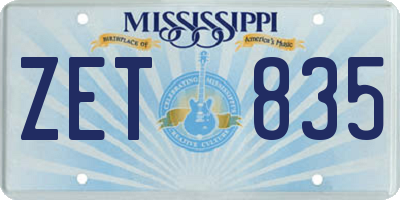 MS license plate ZET835