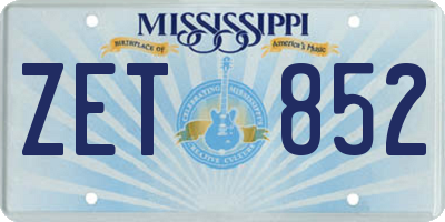 MS license plate ZET852