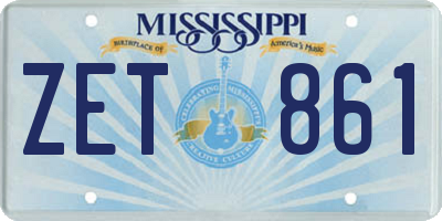 MS license plate ZET861