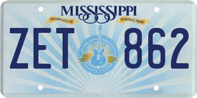 MS license plate ZET862