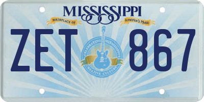 MS license plate ZET867
