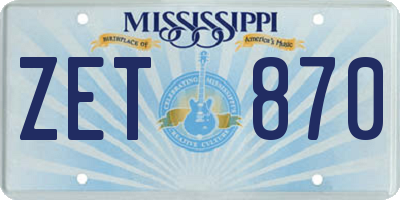 MS license plate ZET870