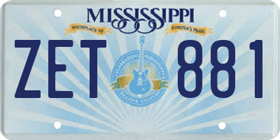 MS license plate ZET881