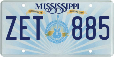 MS license plate ZET885