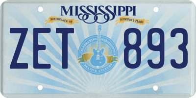 MS license plate ZET893