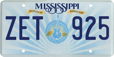 MS license plate ZET925