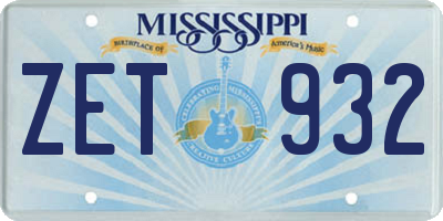 MS license plate ZET932
