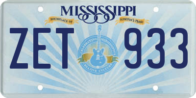 MS license plate ZET933
