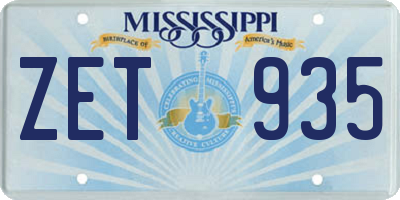 MS license plate ZET935
