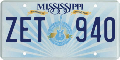MS license plate ZET940