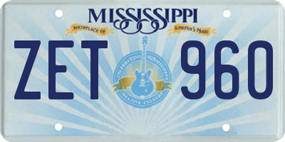 MS license plate ZET960