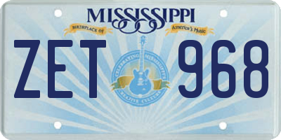 MS license plate ZET968