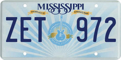 MS license plate ZET972