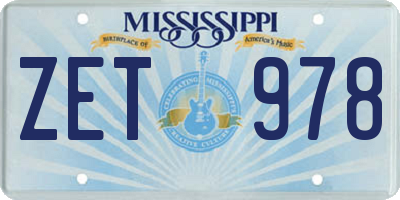 MS license plate ZET978