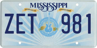MS license plate ZET981