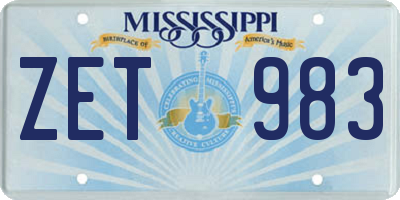 MS license plate ZET983