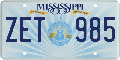 MS license plate ZET985