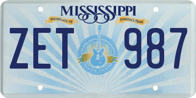 MS license plate ZET987