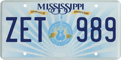 MS license plate ZET989