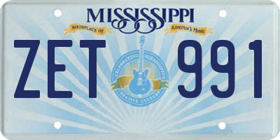 MS license plate ZET991