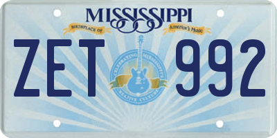 MS license plate ZET992