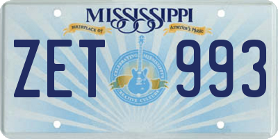 MS license plate ZET993