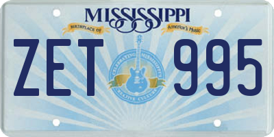 MS license plate ZET995