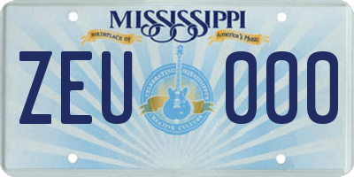 MS license plate ZEU000
