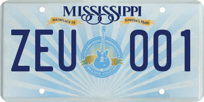 MS license plate ZEU001