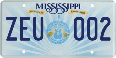 MS license plate ZEU002