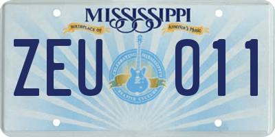 MS license plate ZEU011