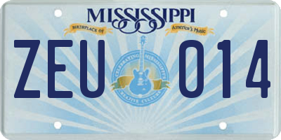 MS license plate ZEU014
