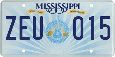 MS license plate ZEU015
