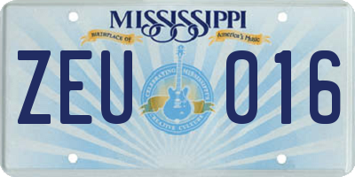 MS license plate ZEU016